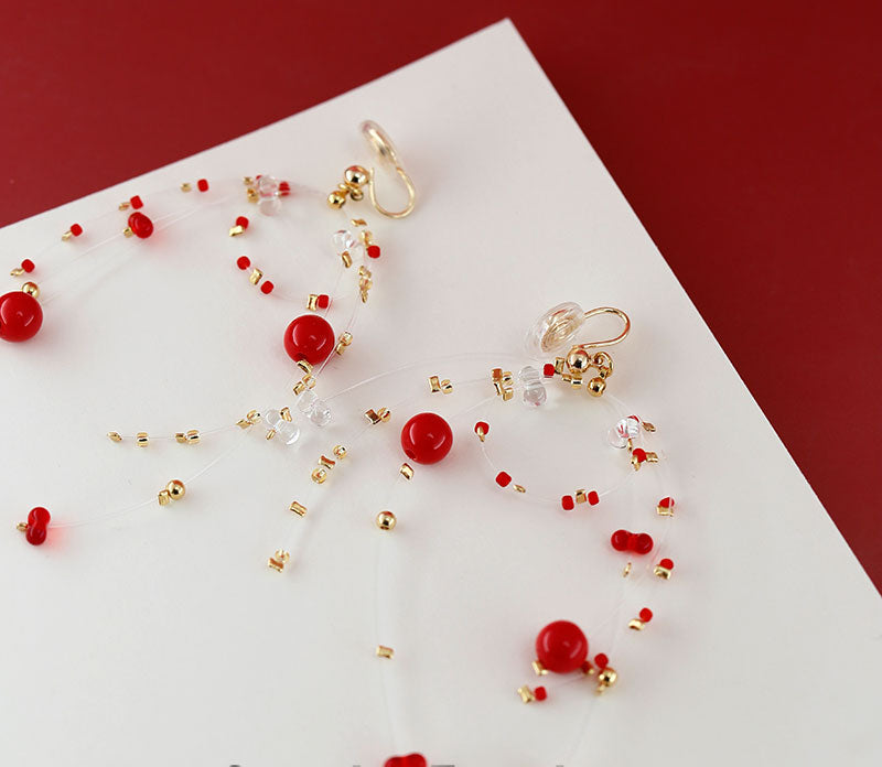 Playful Fireworks Colored Beaded Earrings