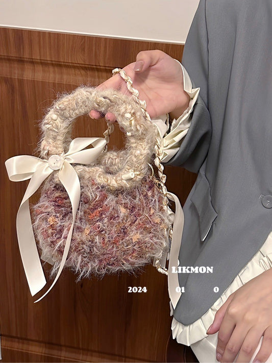 Sakura Garden Ballet Bow Crochet Crossbody Bag