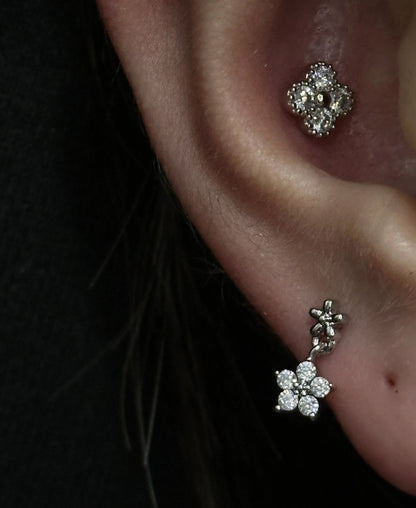 Sakura Threaded Screw Flat Black Earring