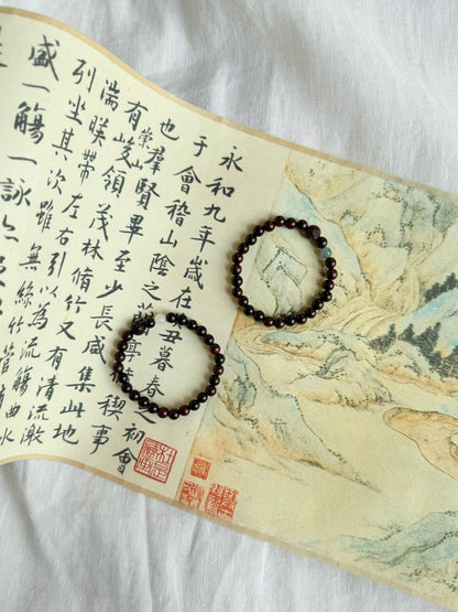 Sandalwood & White Jade Beaded Bracelet