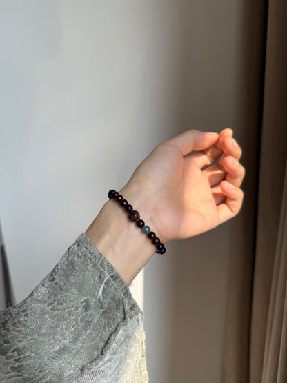Sandalwood & White Jade Beaded Bracelet