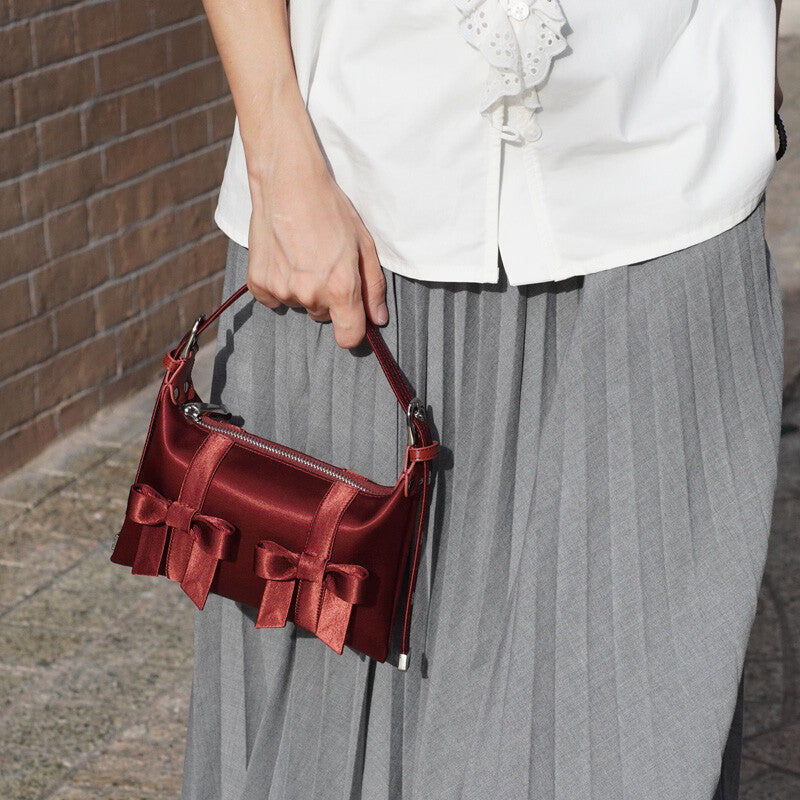 Satin Bow Design Clutch Bag