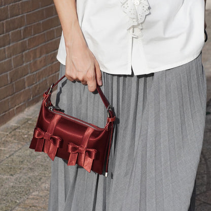 Satin Bow Design Clutch Bag