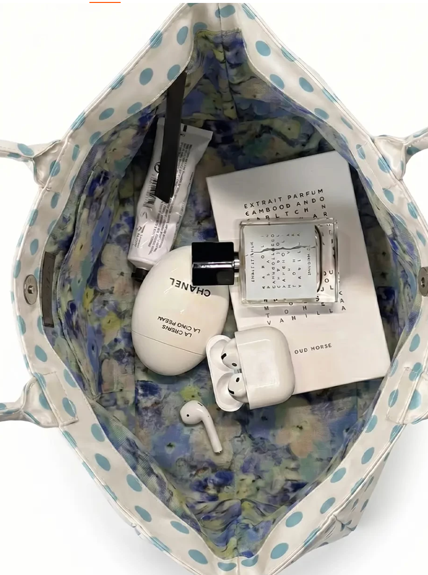 Satin Polka Dot Oversized Shoulder Bag