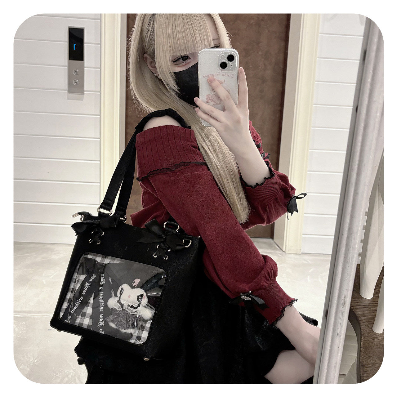 Satin Ribbon Bow Plaid Ita Bag | Bag | Three Fleas