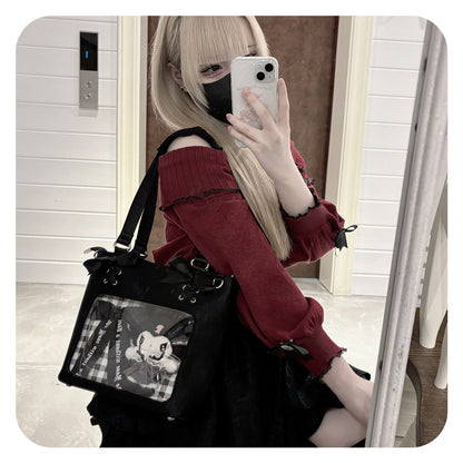 Satin Ribbon Bow Plaid Ita Bag | Bag | Three Fleas