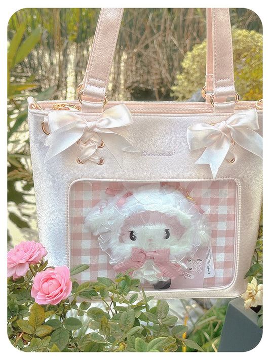 Satin Ribbon Bow Plaid Ita Bag | Bag | Three Fleas