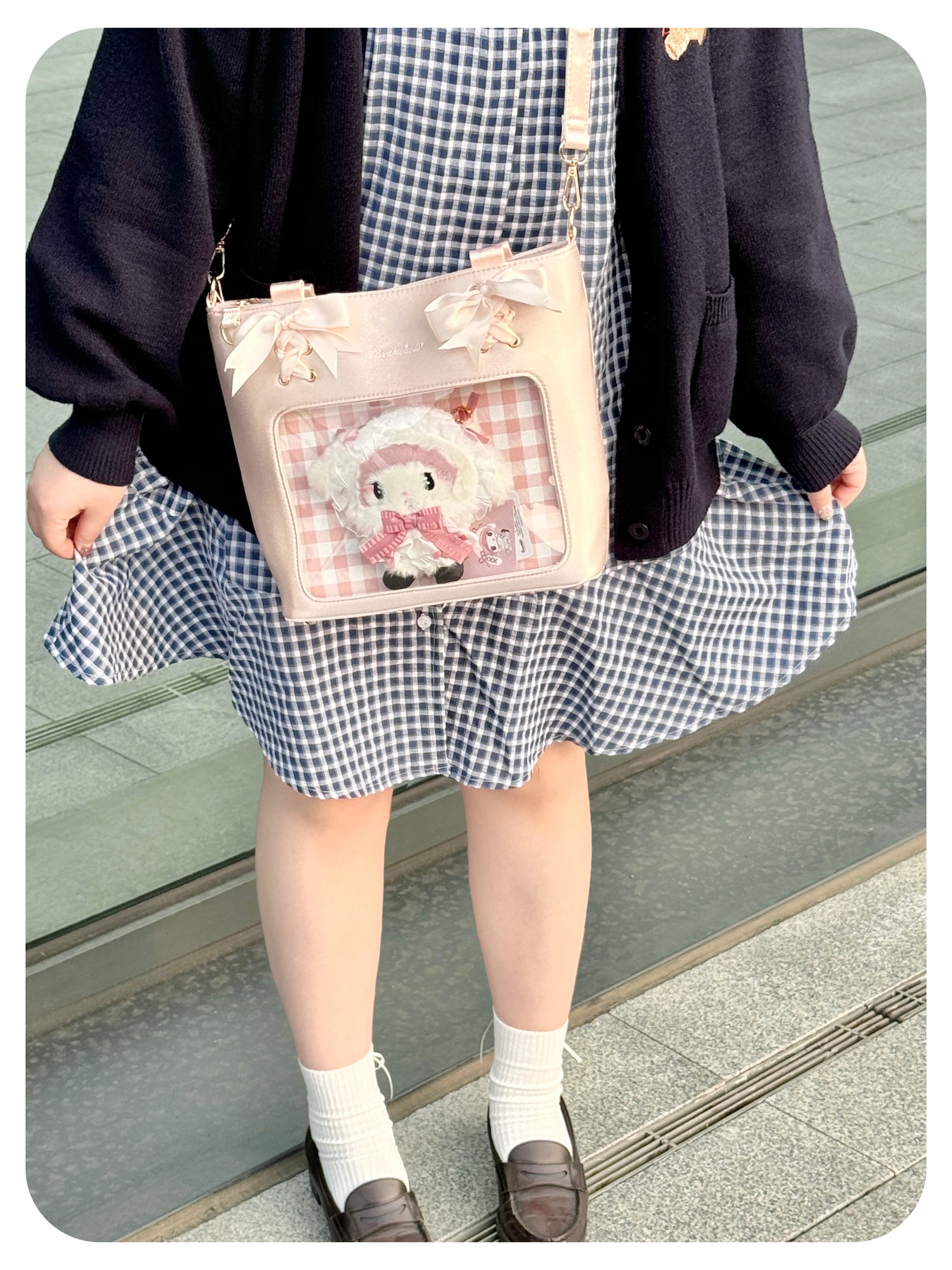 Satin Ribbon Bow Plaid Ita Bag | Bag | Three Fleas