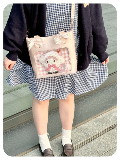 Satin Ribbon Bow Plaid Ita Bag | Bag | Three Fleas