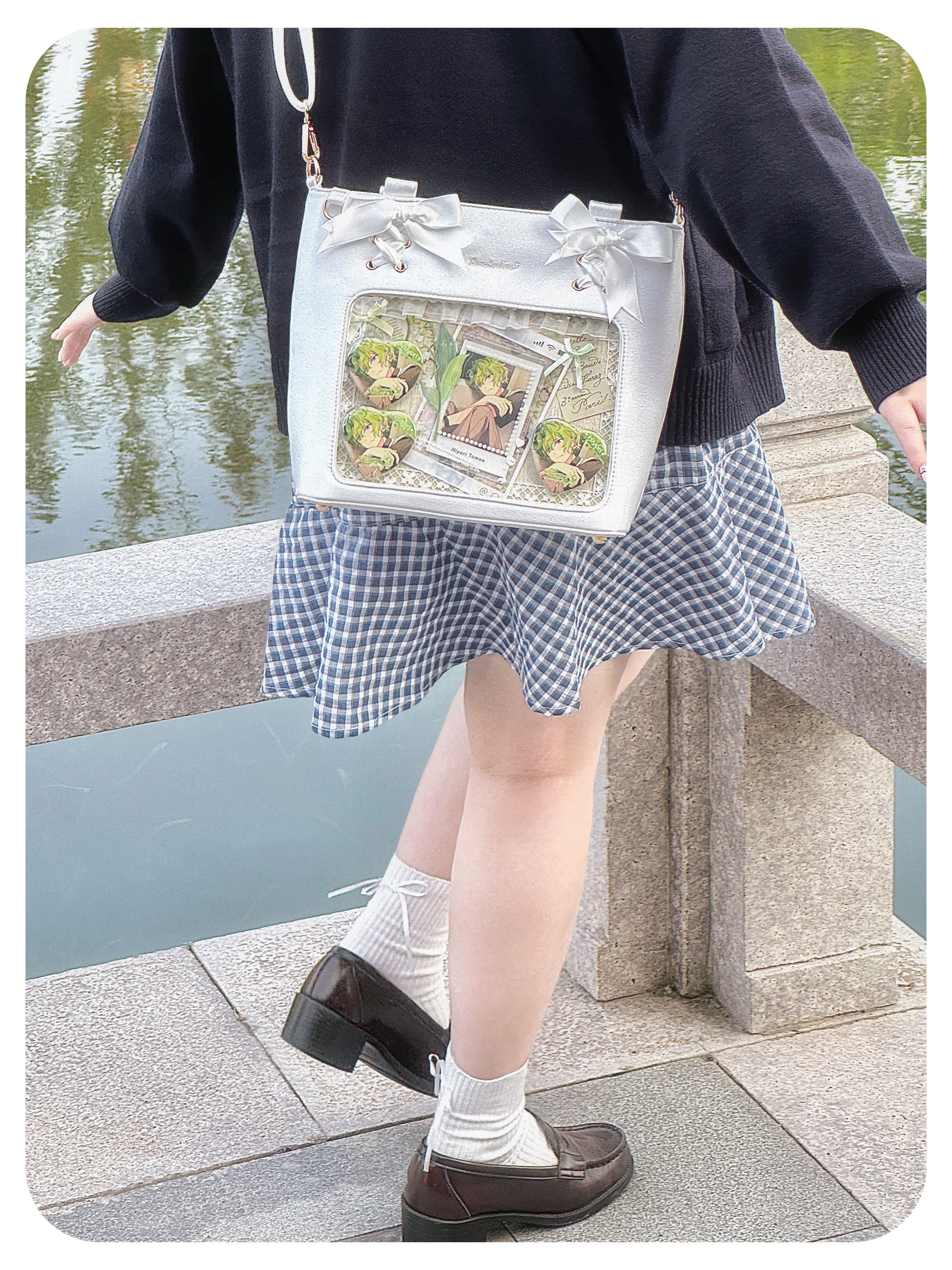 Satin Ribbon Bow Plaid Ita Bag | Bag | Three Fleas