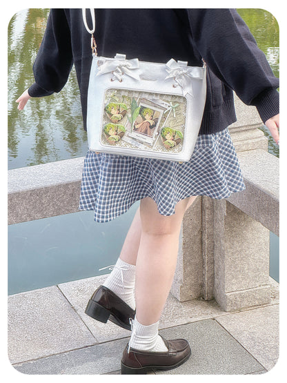 Satin Ribbon Bow Plaid Ita Bag | Bag | Three Fleas