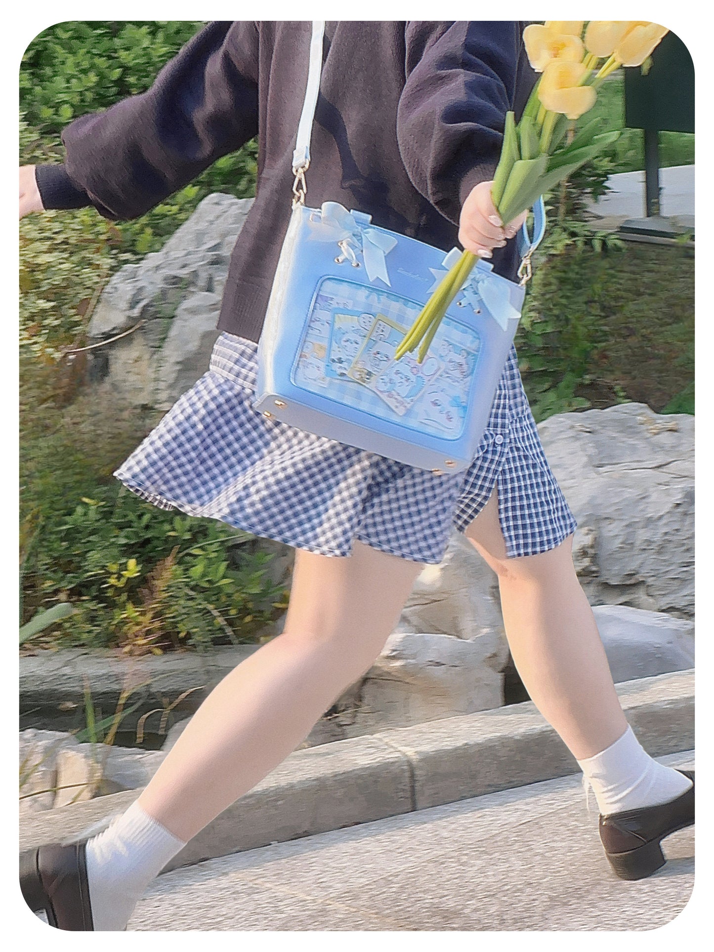 Satin Ribbon Bow Plaid Ita Bag | Bag | Three Fleas