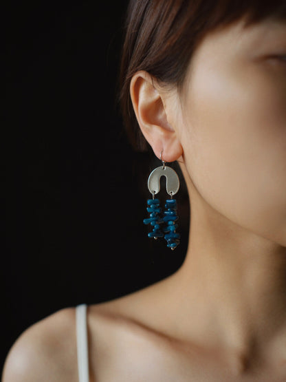 Sea Bamboo Blue Beaded Earrings