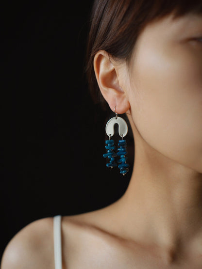Sea Bamboo Blue Beaded Earrings