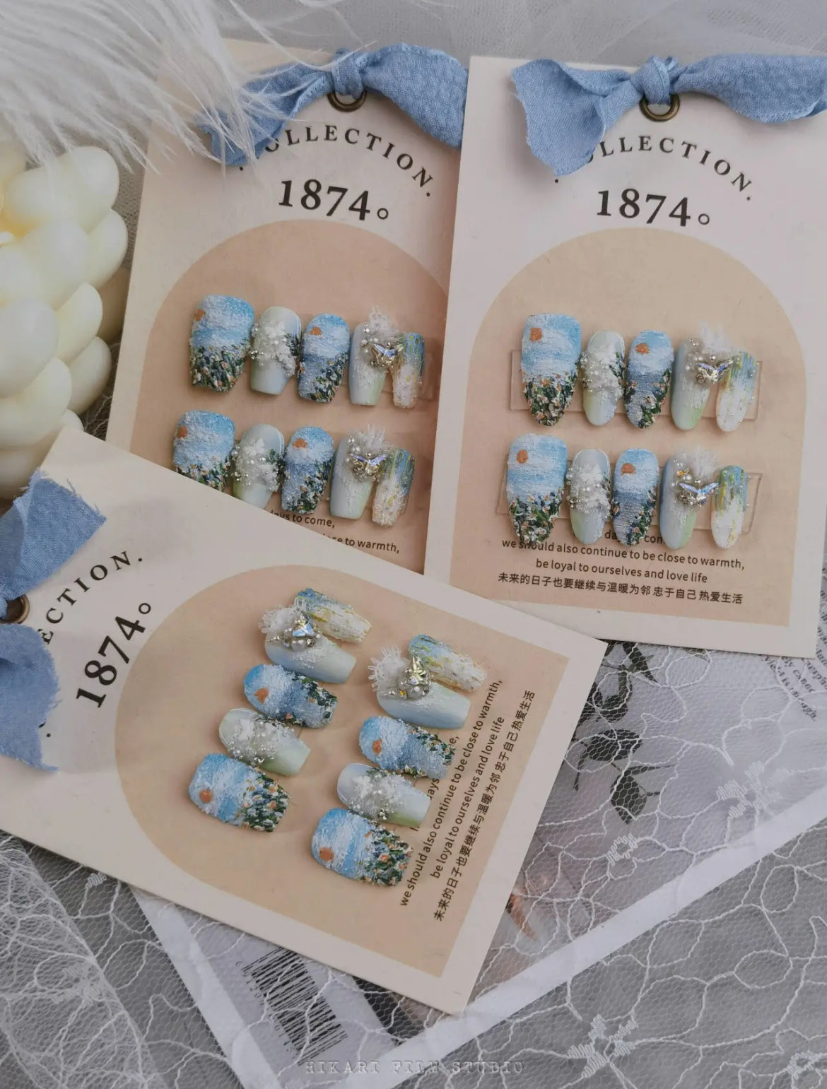Sea Garden Textured Art Press On Nails Set