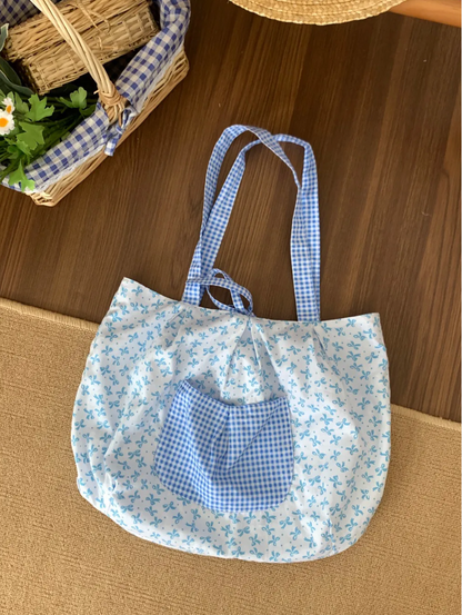 Sea Salt Bubbles Floral Printed Doubleface Tote Bag