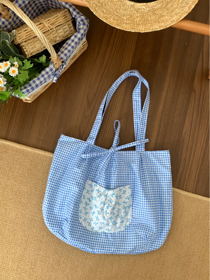 Sea Salt Bubbles Floral Printed Doubleface Tote Bag