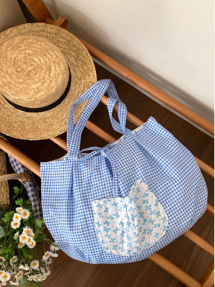 Sea Salt Bubbles Floral Printed Doubleface Tote Bag