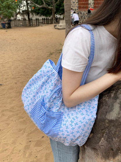 Sea Salt Bubbles Floral Printed Doubleface Tote Bag