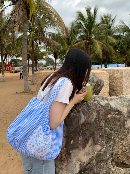 Sea Salt Bubbles Floral Printed Doubleface Tote Bag