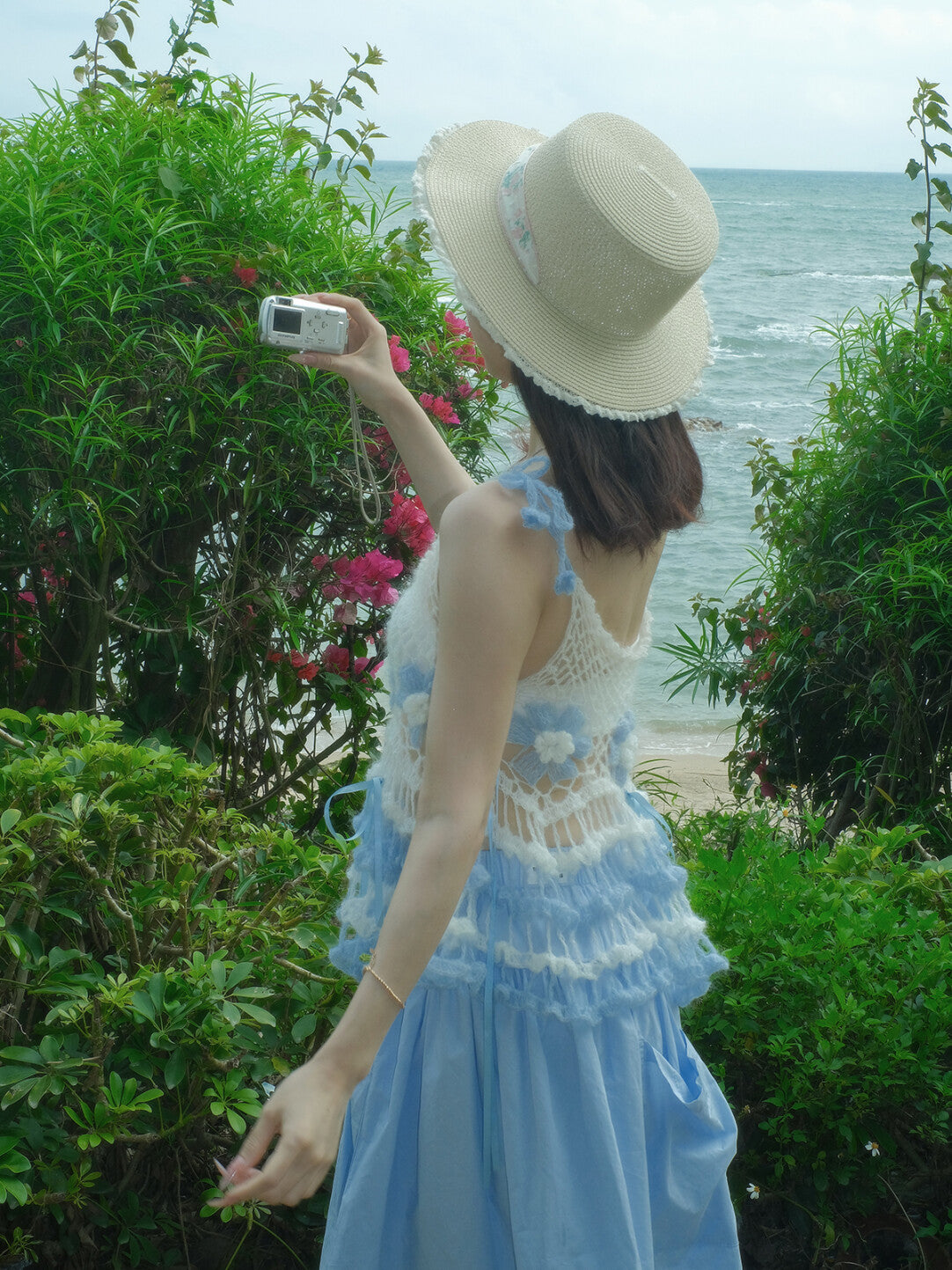 Sea Salt Soda Tie-Strap Floral Crochet Top