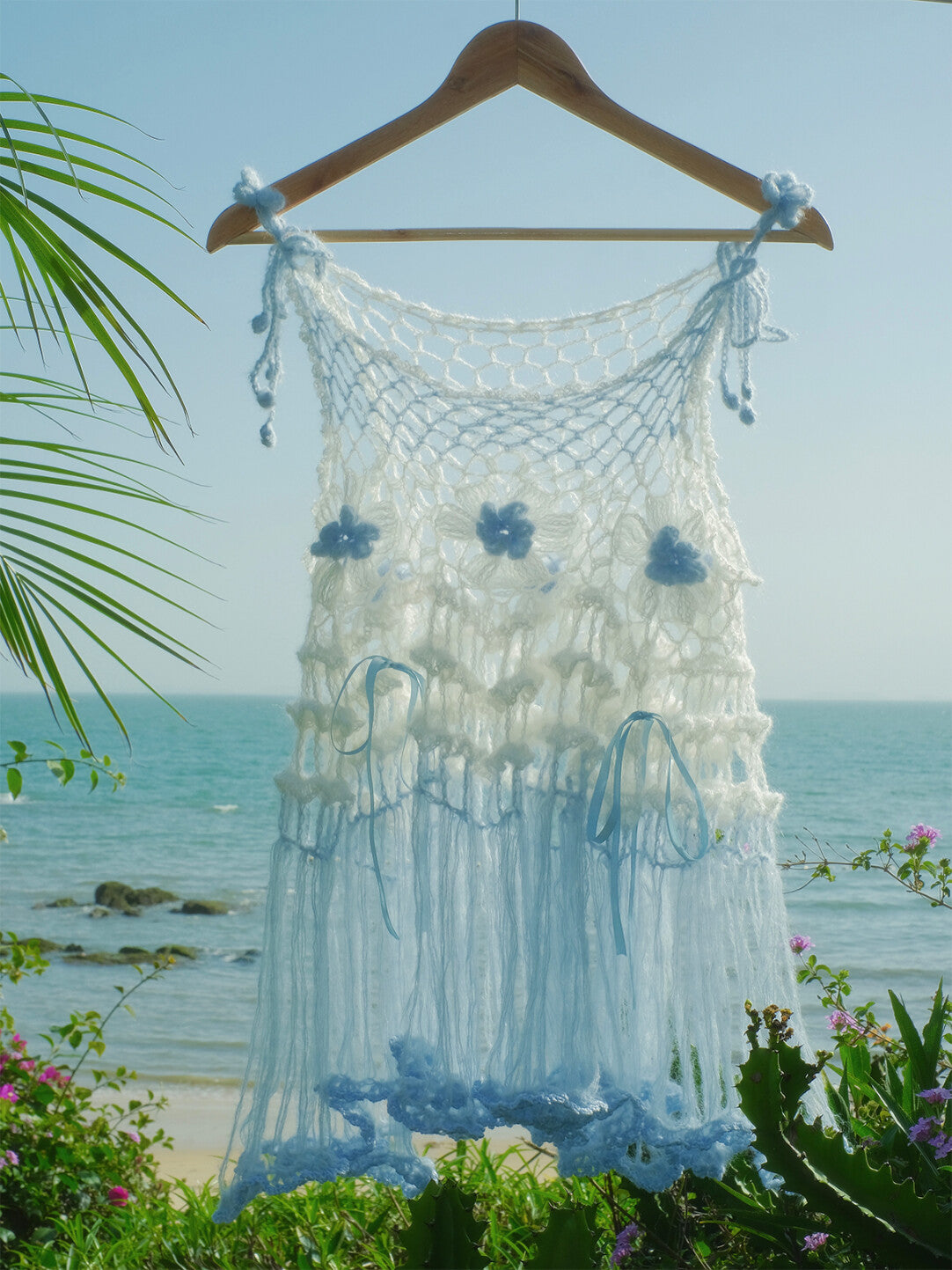Sea Salt Soda Tie-Strap Floral Crochet Top