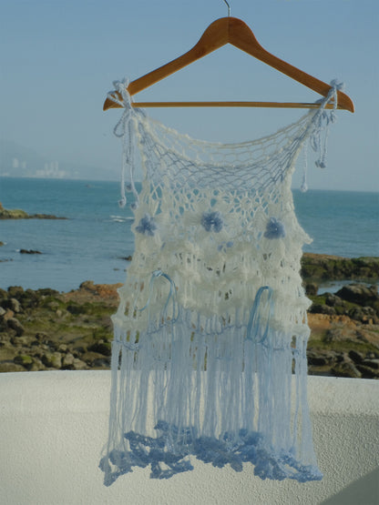 Sea Salt Soda Tie-Strap Floral Crochet Top