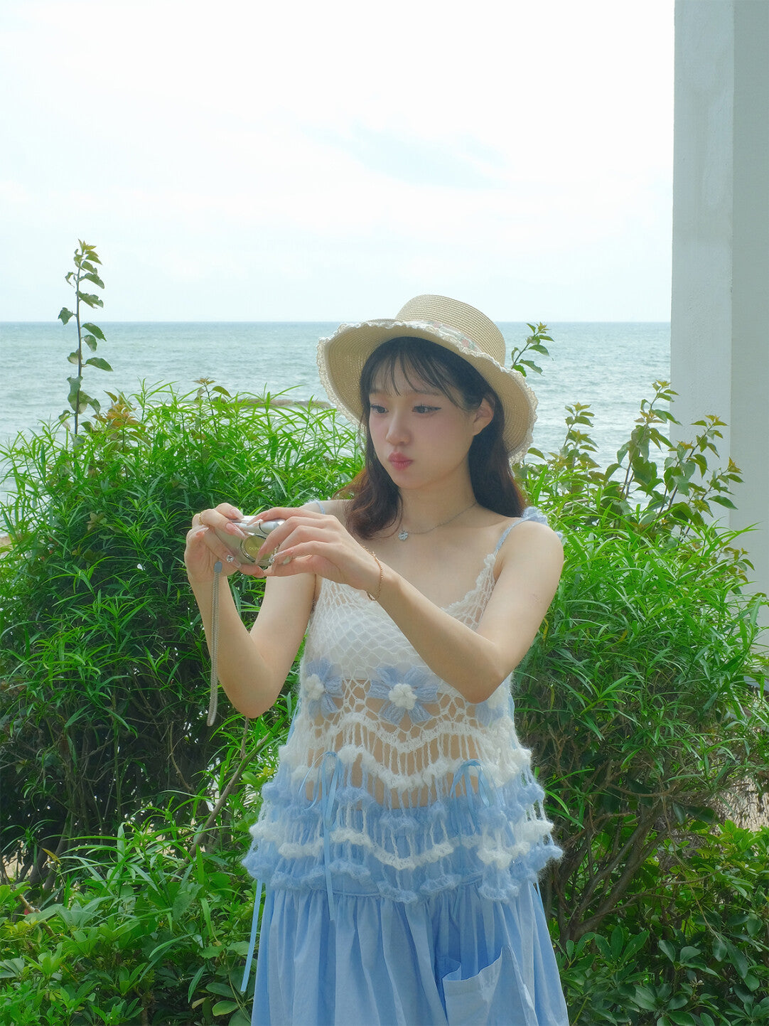 Sea Salt Soda Tie-Strap Floral Crochet Top