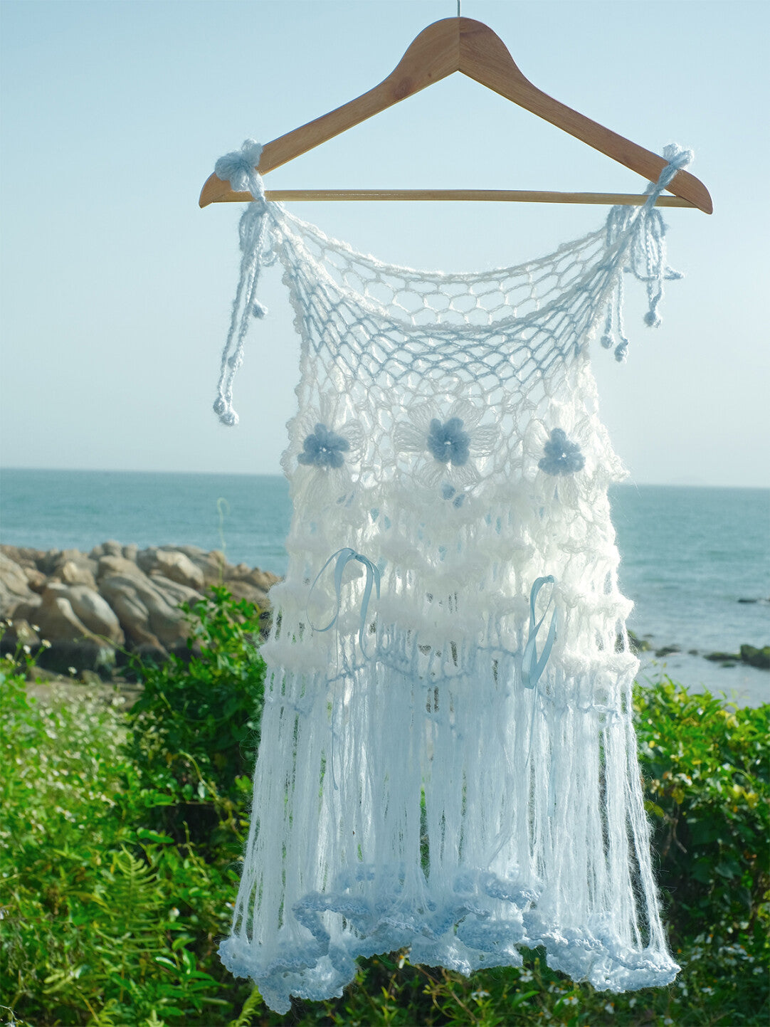 Sea Salt Soda Tie-Strap Floral Crochet Top