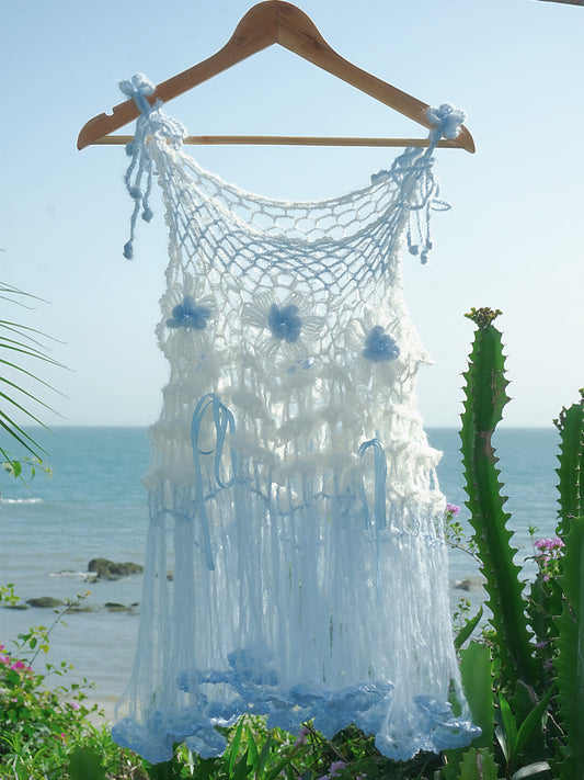 Sea Salt Soda Tie-Strap Floral Crochet Top