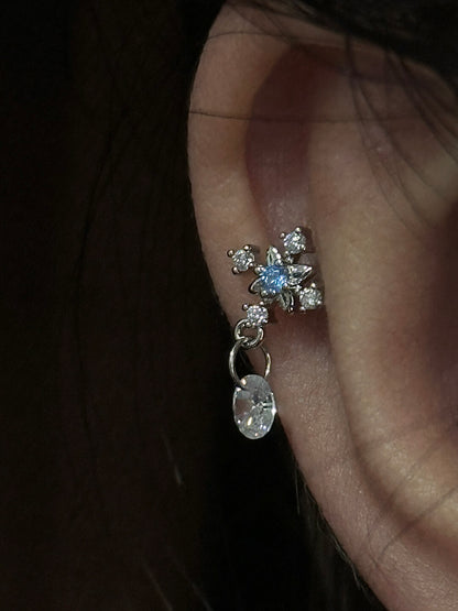 Sea Snowflake Threaded Screw Flat Black Earring | Earring | Three Fleas