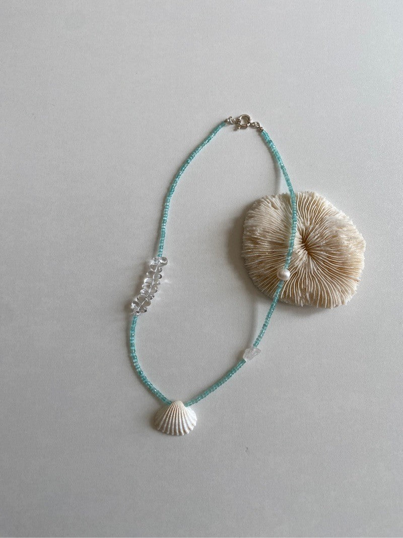 Seashell Pendant Beaded Pearl Necklace