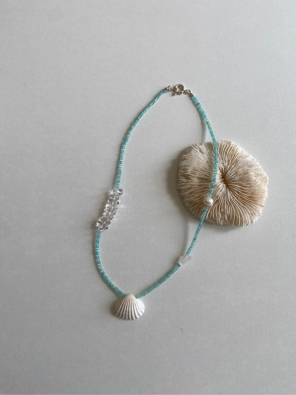 Seashell Pendant Beaded Pearl Necklace