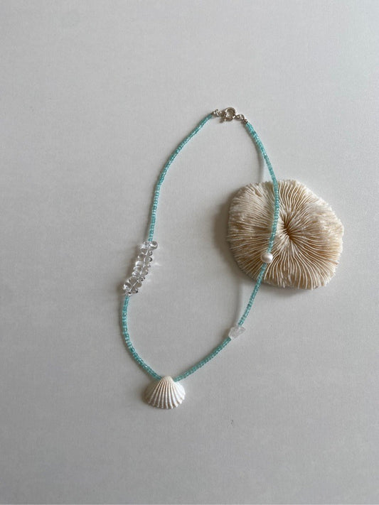 Seashell Pendant Beaded Pearl Necklace