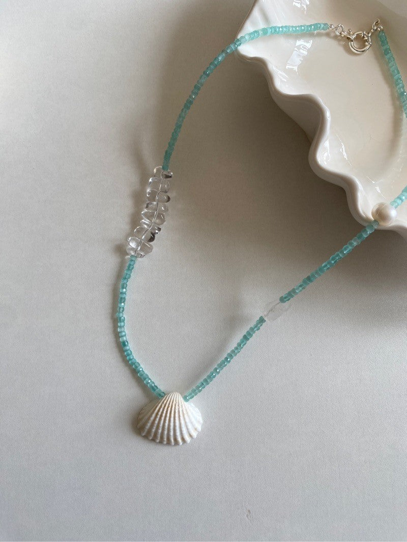 Seashell Pendant Beaded Pearl Necklace