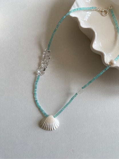 Seashell Pendant Beaded Pearl Necklace