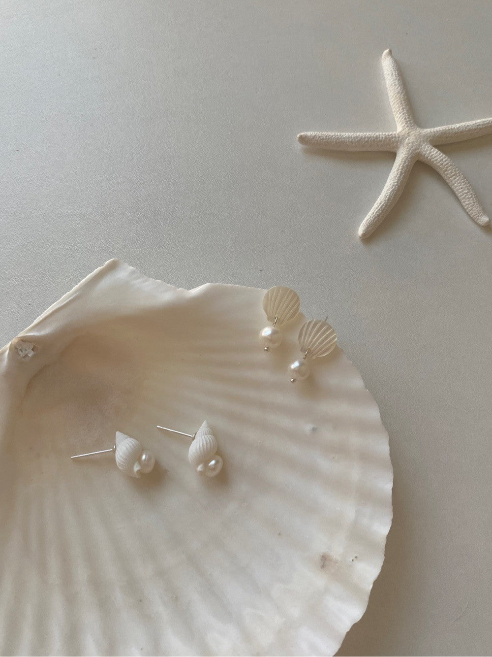 Seaside Freshwater Pearl Shell Studs