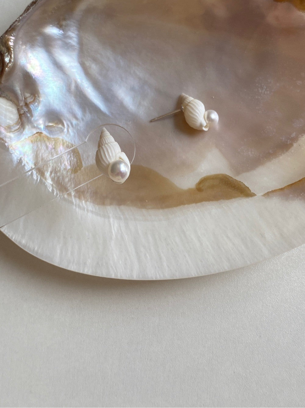 Seaside Freshwater Pearl Shell Studs