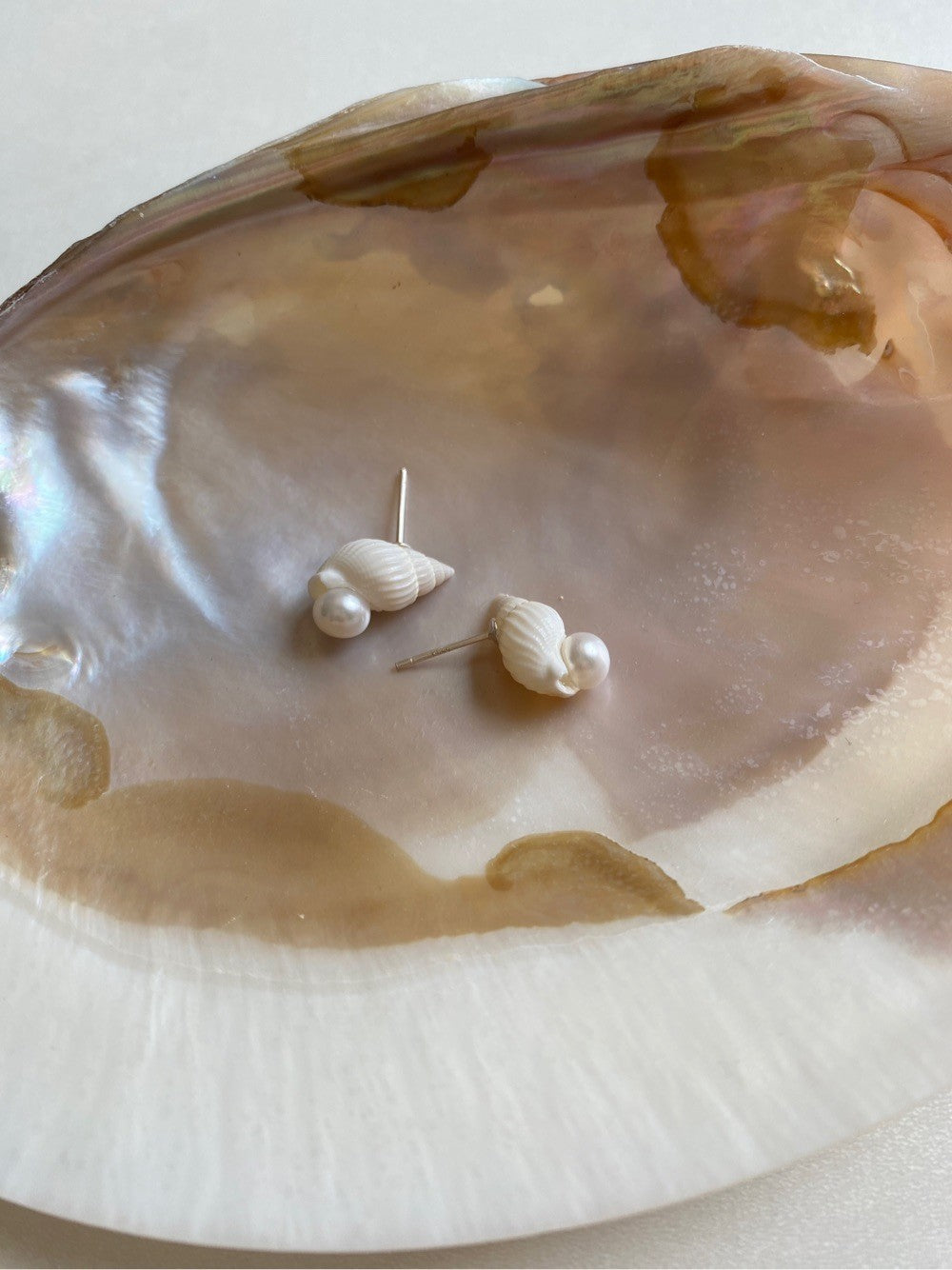 Seaside Freshwater Pearl Shell Studs