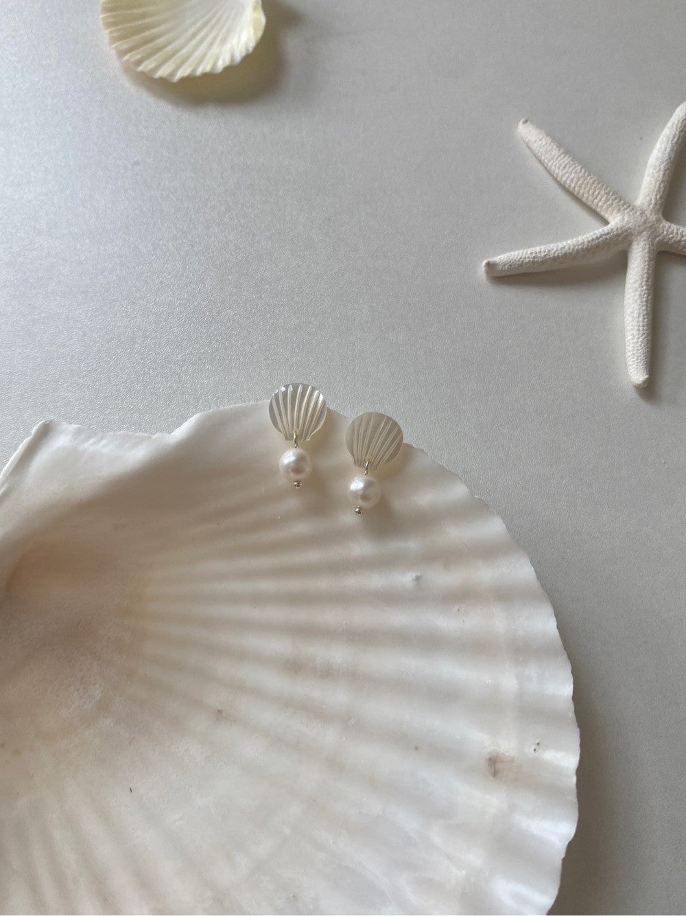 Seaside Freshwater Pearl Shell Studs