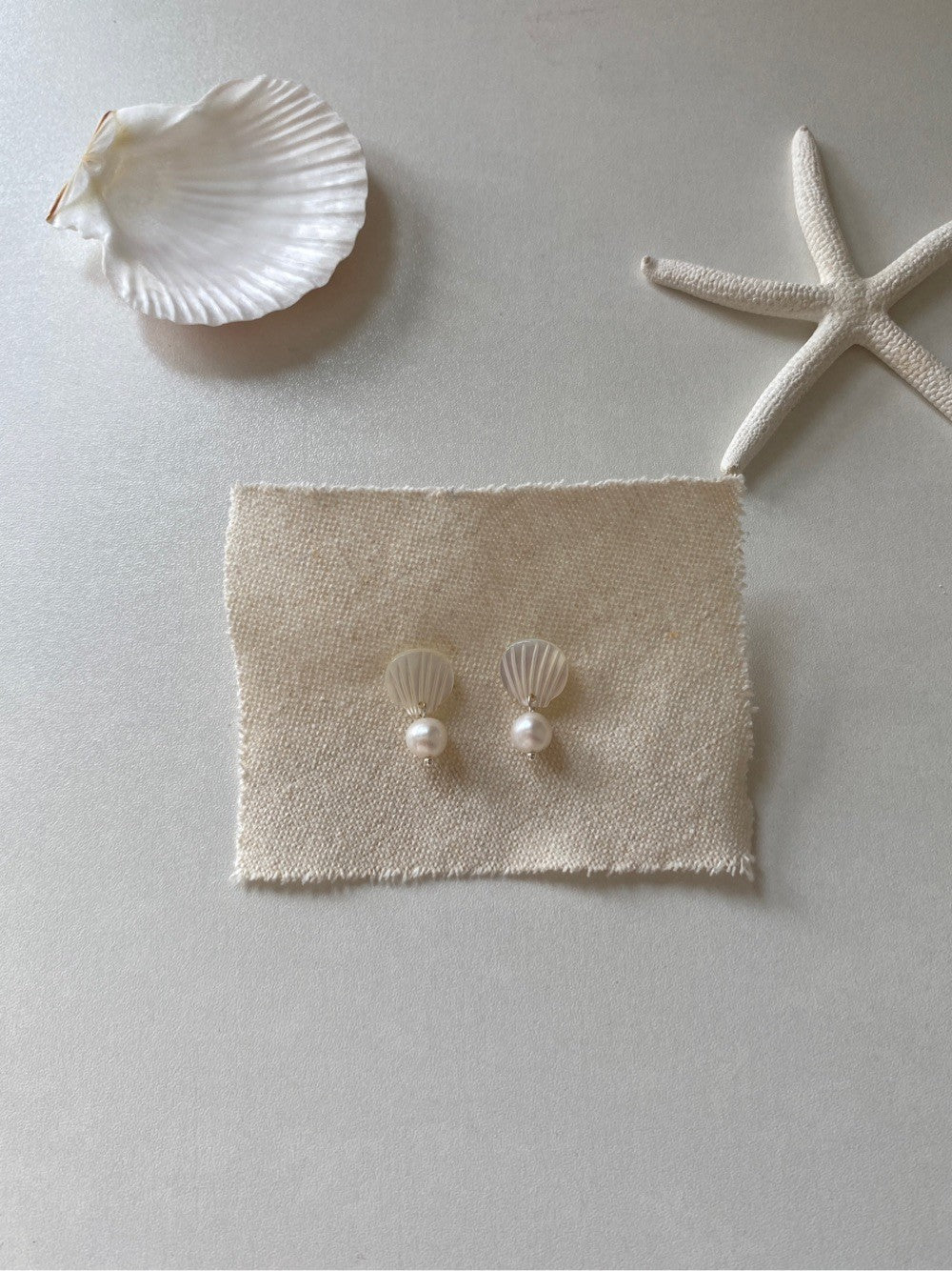 Seaside Freshwater Pearl Shell Studs