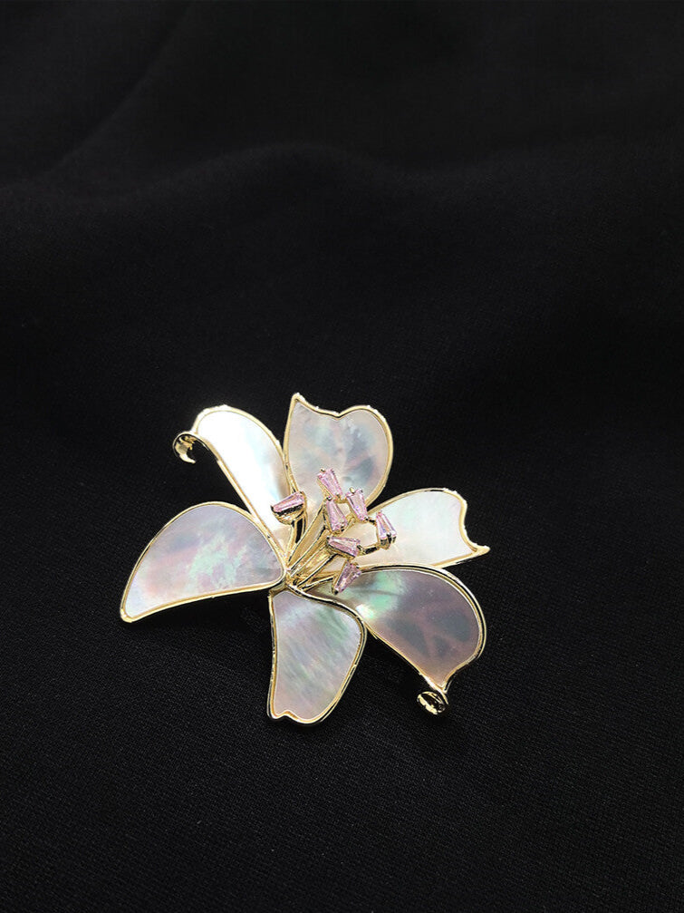 Pearl Oyster Lily Brooch