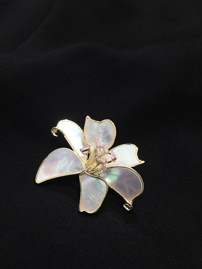 Pearl Oyster Lily Brooch