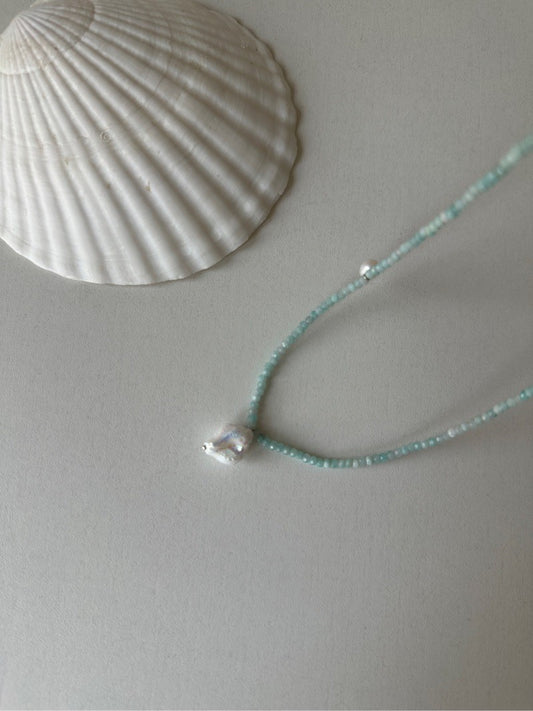 Shell Pearl Mint Necklace