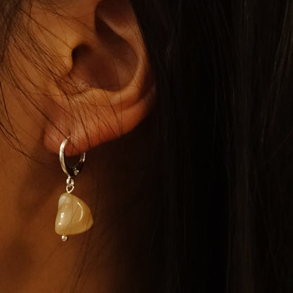 Shell Silver Huggie Earrings