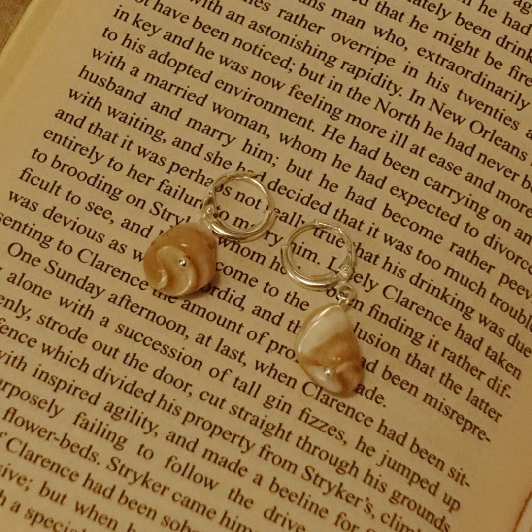 Shell Silver Huggie Earrings