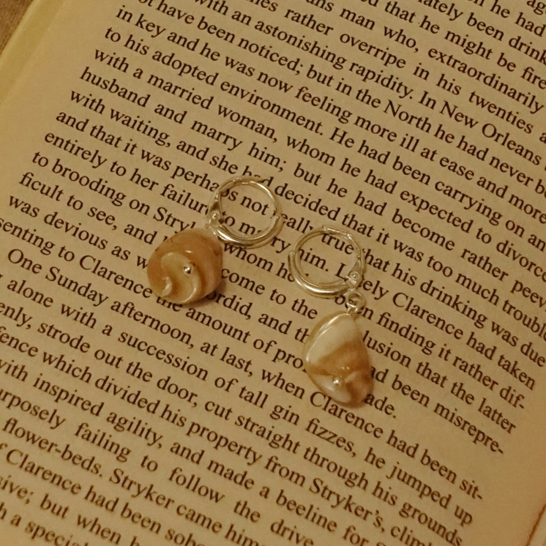 Shell Silver Huggie Earrings