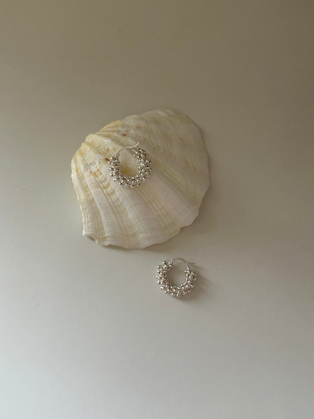 Silver Beaded Bean Earrings