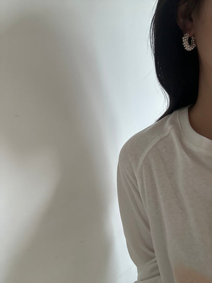 Silver Beaded Bean Earrings