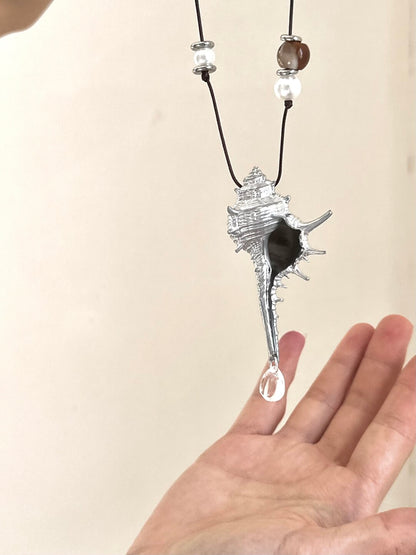 Silver Conch Shell Pendant Necklace